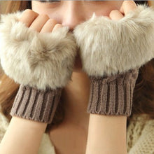 Load image into Gallery viewer, Autumn and Winter Warm Gloves Women's Half Finger Gloves Plush Thickened Knitting Gloves Open Finger Touch Screen Gloves