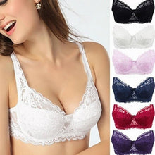 Load image into Gallery viewer, Women Lace Bra Deep V Push Up Brassiere Shaping Padded Bras Underwear Embroidery Lingerie Plus Size Bra