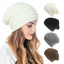 Load image into Gallery viewer, Woolen Knitted Hat Men's and Women's Same Style Warm with Velvet Outdoor Leisure Cap Trendy Diamond Weave