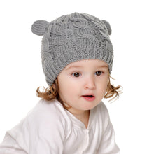 Load image into Gallery viewer, Autumn and Winter Hat Gloves Set Cute Small Ear Shape Unisex Baby Hat