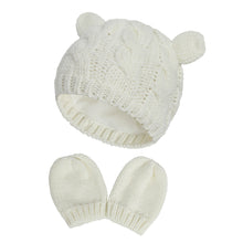Load image into Gallery viewer, Autumn and Winter Hat Gloves Set Cute Small Ear Shape Unisex Baby Hat