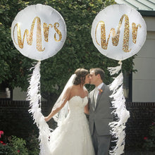 Load image into Gallery viewer, 18inch Round White Gold Glitter Print Mr&Mrs LOVE foil Balloons bride to be marriage Wedding Decor Valentine's Day Supplies