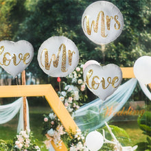 Load image into Gallery viewer, 18inch Round White Gold Glitter Print Mr&Mrs LOVE foil Balloons bride to be marriage Wedding Decor Valentine's Day Supplies