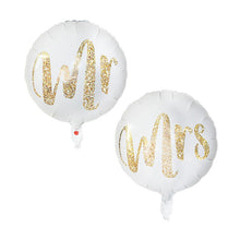 Load image into Gallery viewer, 18inch Round White Gold Glitter Print Mr&Mrs LOVE foil Balloons bride to be marriage Wedding Decor Valentine's Day Supplies