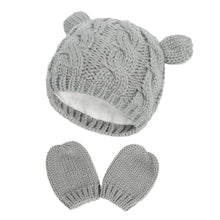Load image into Gallery viewer, Autumn and Winter Hat Gloves Set Cute Small Ear Shape Unisex Baby Hat