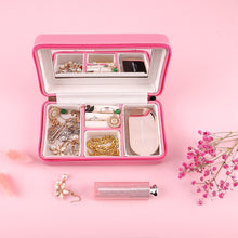 Load image into Gallery viewer, Jewelry Storage Box Pink PU Leather Portable Style Ear Stud and Ring Lipstick Holders Case