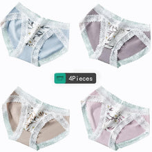 Load image into Gallery viewer, Seamless Women Sexy Lace Panties Cotton Breathable Underwear Girls Briefs Low Waist Underpants 4Pcs