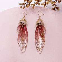 Load image into Gallery viewer, S925 Ear Hook Butterfly Earrings Temperamental Earrings Cicada Wings Gradient Color Girls Stud Earrings