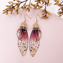 Load image into Gallery viewer, S925 Ear Hook Butterfly Earrings Temperamental Earrings Cicada Wings Gradient Color Girls Stud Earrings
