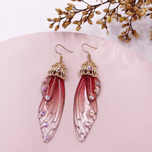 Load image into Gallery viewer, S925 Ear Hook Butterfly Earrings Temperamental Earrings Cicada Wings Gradient Color Girls Stud Earrings