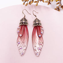 Load image into Gallery viewer, S925 Ear Hook Butterfly Earrings Temperamental Earrings Cicada Wings Gradient Color Girls Stud Earrings