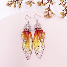 Load image into Gallery viewer, S925 Ear Hook Butterfly Earrings Temperamental Earrings Cicada Wings Gradient Color Girls Stud Earrings