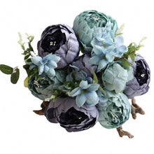 Load image into Gallery viewer, 1Bunch Artificial Peony Flowers European Fake Leaf High Quality Vivid Rose Silk Flower for Home Hotel Wedding Decoration Bouquet