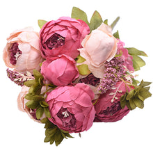 Load image into Gallery viewer, 1Bunch Artificial Peony Flowers Silk Fake Flowers Wedding Party Home Decoration