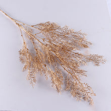 Load image into Gallery viewer, 1PC Three-pronged Fan Leaf Netting Artificial Gold Ginkgo Eucalyptus Holly For Wedding Arch Flower Arrangement Home Decor Crafts