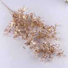 Load image into Gallery viewer, 1PC Three-pronged Fan Leaf Netting Artificial Gold Ginkgo Eucalyptus Holly For Wedding Arch Flower Arrangement Home Decor Crafts