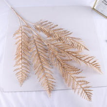 Load image into Gallery viewer, 1PC Three-pronged Fan Leaf Netting Artificial Gold Ginkgo Eucalyptus Holly For Wedding Arch Flower Arrangement Home Decor Crafts