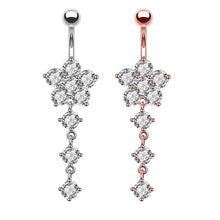 Load image into Gallery viewer, 1PCS Crystal Belly Button Ring 14G Butterfly Belly Piercing Ombligo Oreja Steel Long Dangle Flower Navel Rings Sexy Body Jewelry