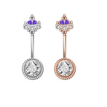 Load image into Gallery viewer, 1PCS Crystal Belly Button Ring 14G Butterfly Belly Piercing Ombligo Oreja Steel Long Dangle Flower Navel Rings Sexy Body Jewelry