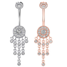 Load image into Gallery viewer, 1PCS Crystal Belly Button Ring 14G Butterfly Belly Piercing Ombligo Oreja Steel Long Dangle Flower Navel Rings Sexy Body Jewelry
