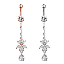 Load image into Gallery viewer, 1PCS Crystal Belly Button Ring 14G Butterfly Belly Piercing Ombligo Oreja Steel Long Dangle Flower Navel Rings Sexy Body Jewelry