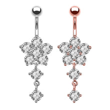 Load image into Gallery viewer, 1PCS Crystal Belly Button Ring 14G Butterfly Belly Piercing Ombligo Oreja Steel Long Dangle Flower Navel Rings Sexy Body Jewelry