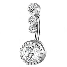 Load image into Gallery viewer, 1PCS Crystal Belly Button Ring 14G Heart Belly Piercing Dangle Flower Navel Piercing Rose Gold Sexy Navel Bar Cute Belly Ring