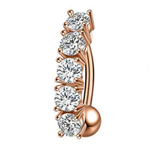Load image into Gallery viewer, 1PCS Crystal Belly Button Ring 14G Heart Belly Piercing Dangle Flower Navel Piercing Rose Gold Sexy Navel Bar Cute Belly Ring