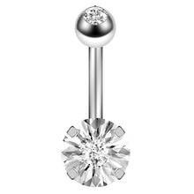 Load image into Gallery viewer, 1PCS Crystal Belly Button Ring 14G Heart Belly Piercing Dangle Flower Navel Piercing Rose Gold Sexy Navel Bar Cute Belly Ring