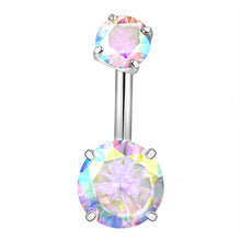 Load image into Gallery viewer, 1PCS Crystal Belly Button Ring 14G Heart Belly Piercing Dangle Flower Navel Piercing Rose Gold Sexy Navel Bar Cute Belly Ring