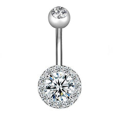 Load image into Gallery viewer, 1PCS Crystal Belly Button Ring 14G Heart Belly Piercing Dangle Flower Navel Piercing Rose Gold Sexy Navel Bar Cute Belly Ring