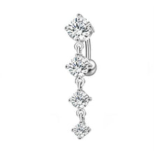 Load image into Gallery viewer, 1PCS Crystal Belly Button Ring 14G Heart Belly Piercing Dangle Flower Navel Piercing Rose Gold Sexy Navel Bar Cute Belly Ring