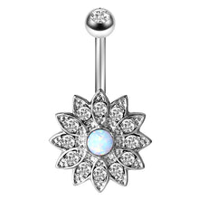 Load image into Gallery viewer, 1PCS Crystal Belly Button Ring 14G Heart Belly Piercing Dangle Flower Navel Piercing Rose Gold Sexy Navel Bar Cute Belly Ring