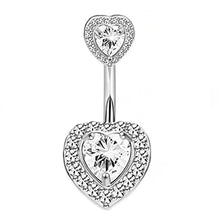 Load image into Gallery viewer, 1PCS Crystal Belly Button Ring 14G Heart Belly Piercing Dangle Flower Navel Piercing Rose Gold Sexy Navel Bar Cute Belly Ring