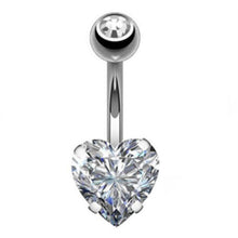 Load image into Gallery viewer, 1PCS Crystal Belly Button Ring 14G Heart Belly Piercing Dangle Flower Navel Piercing Rose Gold Sexy Navel Bar Cute Belly Ring