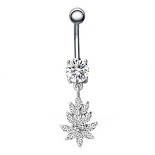 Load image into Gallery viewer, 1PCS Crystal Belly Button Ring 14G Heart Belly Piercing Dangle Flower Navel Piercing Rose Gold Sexy Navel Bar Cute Belly Ring