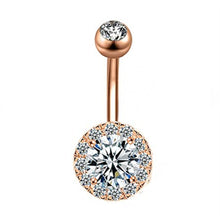 Load image into Gallery viewer, 1PCS Crystal Belly Button Ring 14G Heart Belly Piercing Dangle Flower Navel Piercing Rose Gold Sexy Navel Bar Cute Belly Ring