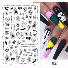 Load image into Gallery viewer, 1Pc 3D Halloween Nail Stickers Anime Joker Spider Snake Sliders Nail Art Stickers Adhesive Christmas Decals Snowflake Decor