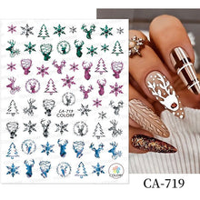 Load image into Gallery viewer, 1Pc 3D Halloween Nail Stickers Anime Joker Spider Snake Sliders Nail Art Stickers Adhesive Christmas Decals Snowflake Decor