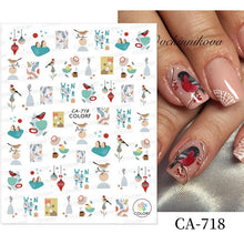Load image into Gallery viewer, 1Pc 3D Halloween Nail Stickers Anime Joker Spider Snake Sliders Nail Art Stickers Adhesive Christmas Decals Snowflake Decor