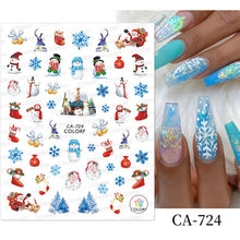 Load image into Gallery viewer, 1Pc 3D Halloween Nail Stickers Anime Joker Spider Snake Sliders Nail Art Stickers Adhesive Christmas Decals Snowflake Decor