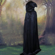 Load image into Gallery viewer, Halloween cloak black cape Devil devil with hood Unisex Adult Kids Halloween Hooded Cap Long Cloak Costume Cosplay Props