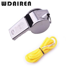 Load image into Gallery viewer, 1Pcs Metal Whistle Referee Sport Rugby Party Outdoor sports Like Whistle Training School Soccer Football Colorful lanyard