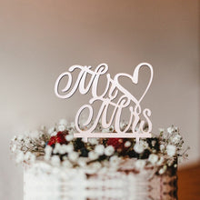Load image into Gallery viewer, 1Pcs Wooden Love Just Married Mr&Mrs Cake Topper DIY Wedding Cake Topper Engagement Gifts Letter Cake Decoration Supplies Favors