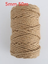 Load image into Gallery viewer, 1Roll 25/50/100/200m Natural Jute Hemp Rope Home Decoration Retro Style DIY Craft Cord Decorative Rope 1-14 mm Diameter Handmade