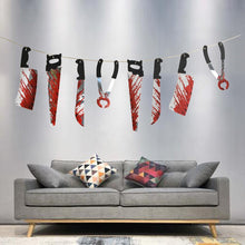 Load image into Gallery viewer, 1Set Horror Creepy Hanging Hand Scary Limbs Arms Bloody Paper Garland Banner DIY Halloween Decoration Prop Party Supplies Favors