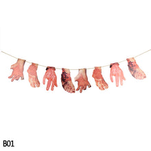 Load image into Gallery viewer, 1Set Horror Creepy Hanging Hand Scary Limbs Arms Bloody Paper Garland Banner DIY Halloween Decoration Prop Party Supplies Favors