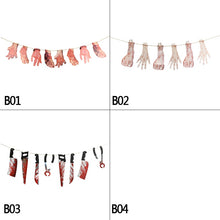 Load image into Gallery viewer, 1Set Horror Creepy Hanging Hand Scary Limbs Arms Bloody Paper Garland Banner DIY Halloween Decoration Prop Party Supplies Favors