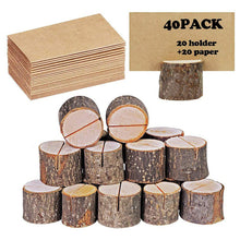 Load image into Gallery viewer, 1set Wood Cylindrical Stakes Notes Folder Veneer Stump Clip Crafts Home Wedding Decoration Party Table Cards Number Plate