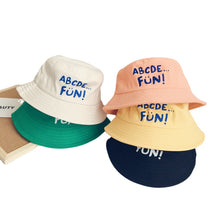 Load image into Gallery viewer, Casual Children's Bucket Hats Letter Decor Cotton Panama Cap Girls Boys Outdoor Beach Sun Hat Camping Fishing Cap
